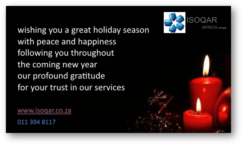 SEASONS GREETINGS FROM ALL OF US AT ISOQAR AFRICA